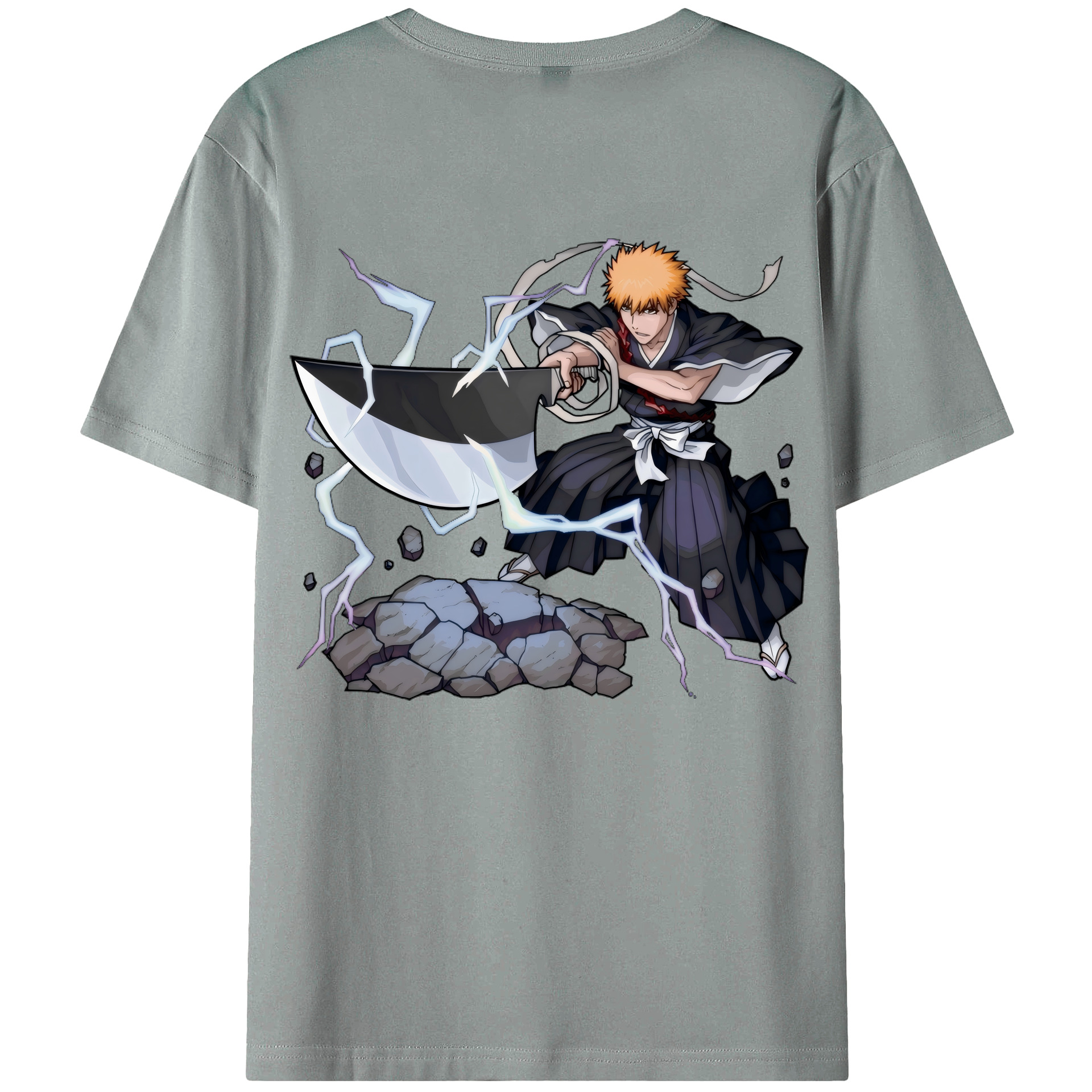 （画像用） ブリーチ 黒崎一護（くろさき いちご）BLEACH Kurosaki Ichigo 綿100％ メンズ半袖Tシャツ（バックプリント） 通気性